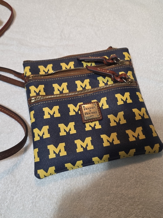 Dooney & Bourke Handbags - Dooney & Bourke Maize and Blue University of Michigan Triple Zip Crossbody